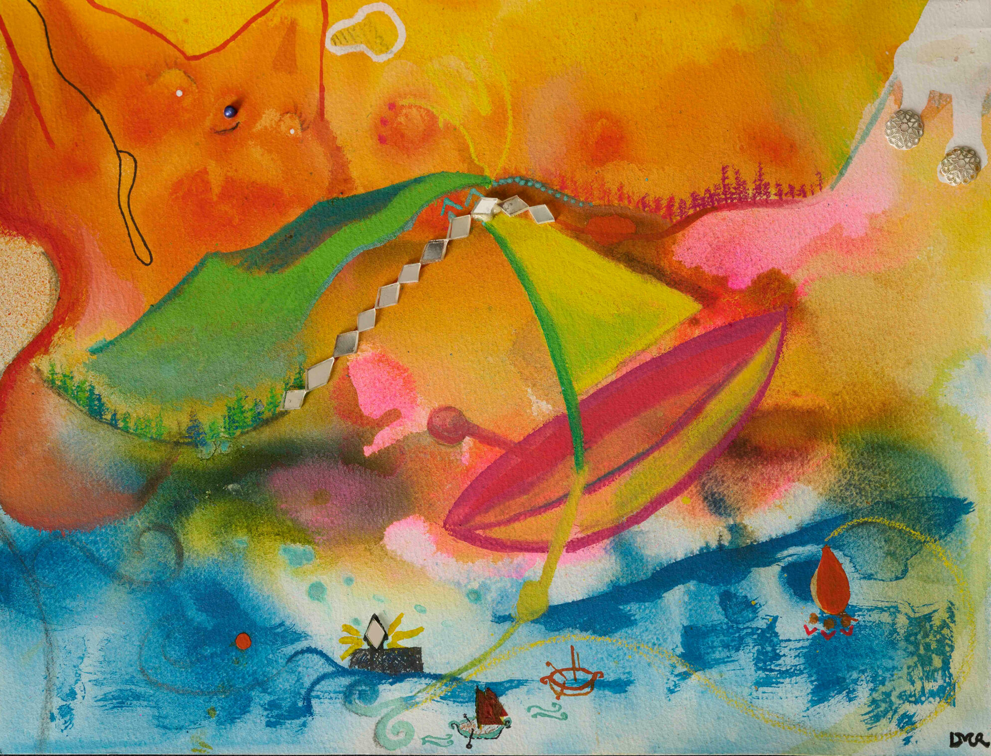 Dreamscape, 12"x16", Mixed Media on Paper, Framed 16"x20"