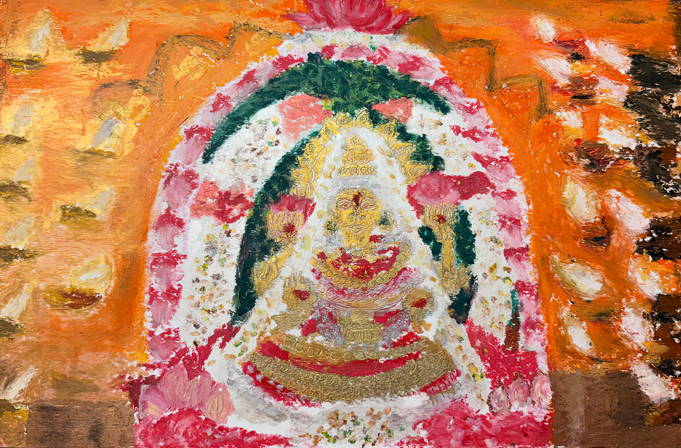 Swarna Lakshmi, Oil Pastel on Card